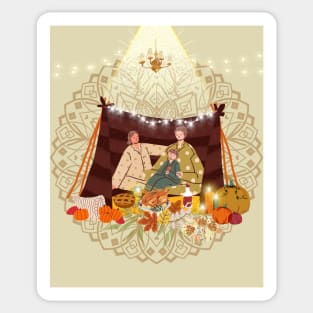 Thanksgiving Dinner with family, lesbian mothers and child Sticker